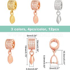 真鍮製アイスピックピンチベイル 12色3個  キュービックジルコニア付き  ミックスカラー  19mm  穴：5.5mm  ピン：0.8mm  4個/カラー&nbsp;KK-FH0003-65