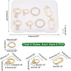 8 шт. 4-х стилевые застежки-крутилки с микропаве из латуни и прозрачными кубическими цирконами ZIRC-CA0001-09