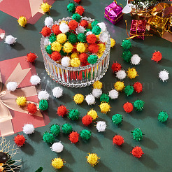 400 stücke 4 farben weihnachten handgemachte diy puppe handwerk pom pom garn pom pom bälle&nbsp;AJEW-TA0003-32