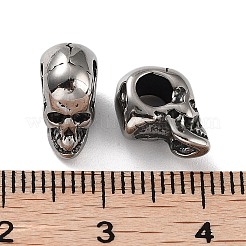 316サージカルステンレスビーズ  スカル  アンティークシルバー  10.5x5x8mm  穴：3.6mm&nbsp;STAS-K276-09A-AS