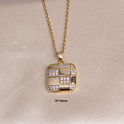 Комплекты из квадратных ожерелий и серег-гвоздиков из нержавеющей стали 304 с кристаллами и стразами FS-WGB49B1-02