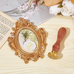 Латунная восковая печать с деревянной ручкой&nbsp;AJEW-WH0412-0036