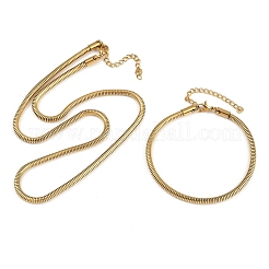 Комплекты ожерелий и браслетов из круглой цепи змейки из нержавеющей стали 304 для мужчин и женщин SJEW-F225-01G