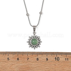 Colliers avec pendentif soleil en pierre naturelle mélangée&nbsp;NJEW-JN06501