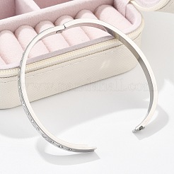 女性用304ステンレススチールラインストーンバングル  菱形  ステンレス鋼色  内径：2-2/8x2-3/8インチ（5.05x6cm）&nbsp;BJEW-Z092-13P