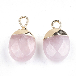 Encantos de electrochapado natural de cuarzo rosa&nbsp;X-G-S344-09E