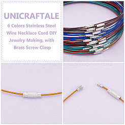 60 шт. 6-цветный шнур из нержавеющей стали для ожерелья TWIR-UN0001-13A