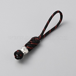 Intrecciato in poliestere edc coltello paracadute cordino in lega teschio perlina ciondolo decorazione per uomo&nbsp;KEYC-WH0036-32A