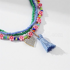 Catenina elasticizzata a 3 strato con perline di semi di vetro e fiori per bikini&nbsp;FS-WGAC619-01