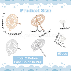 32 шт. 2-х цветная латунная фурнитура для сережек-гвоздиков KK-DC0001-36