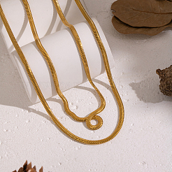 Минималистичные двухслойные ожерелья из плоской цепи-змейки из нержавеющей стали 304&nbsp;LG4254