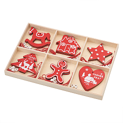 Рождественские тематические деревянные подвесные украшения&nbsp;HJEW-CJC0003-02