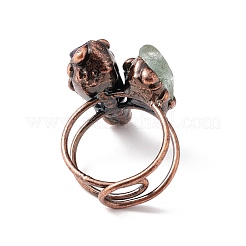 Открытый браслет-манжета с натуральным аметистом и зеленым кварцем неправильной формы RJEW-I082-04R