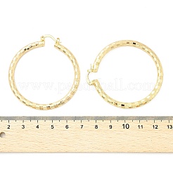 真鍮製フープピアス  18KGP本金メッキ  49x4mm  ピン：14x1.5x0.5mm&nbsp;LS-EJEW-B117-06E-G