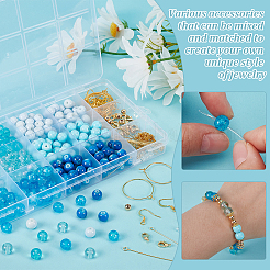 Наборы для самостоятельного изготовления браслетов/сережек из латунных и стеклянных бусин&nbsp;DIY-FG0006-75