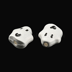 合金エナメルビーズ  マットシルバーカラー  ゴースト  ブラック  10x9x4.5mm  穴：1.4mm&nbsp;PALLOY-Q445-24-02