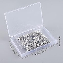 チベット風合金ヨーロピアンビーズ  大穴ビーズ  無鉛の  ロンデル  アンティークシルバー  60個/箱&nbsp;TIBEB-FH0001-18AS-LF