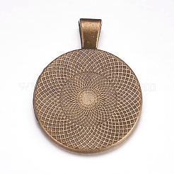 Impostazioni piatte cabochon pendente della lega rotonde&nbsp;PALLOY-A15654-AB