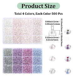 2000 lot de 4 perles de rocaille transparentes réactives aux UV.&nbsp;SEED-PA0001-24