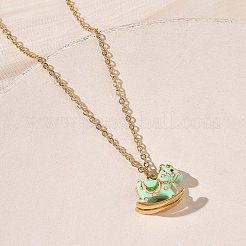 Collane con ciondolo a forma di cavallo a dondolo in acciaio inossidabile 304 smaltato per donna&nbsp;NJEW-T022-01A