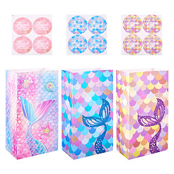 12 шт. 3 стильных складных бумажных подарочных пакета для конфет с принтом хвоста русалки ABAG-TA0001-34