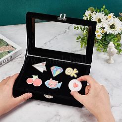 Прямоугольные бархатные презентационные коробки для хранения и отображения брошей CON-WH0095-05