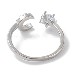 Латунные микро проложить манжеты кольца кубического циркония&nbsp;RJEW-G310-06P