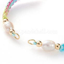 Fabbricazione di braccialetti con cordino intrecciato in poliestere regolabile&nbsp;AJEW-JB00859-03