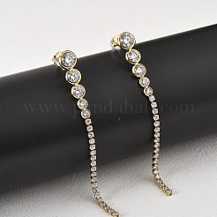 Серьги-гвоздики с кисточками из нержавеющей стали 304 с прозрачным кубическим цирконием EJEW-Z094-01A-G