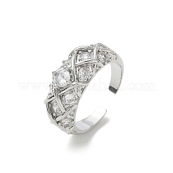 Messing Micro Pave Zirkonia Manschette offene Ringe&nbsp;RJEW-C163-24P