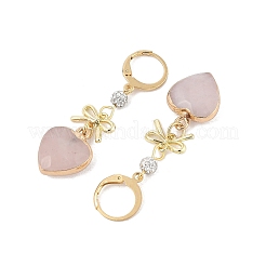 Серьги-подвески в форме сердца и банта из натуральных драгоценных камней EJEW-JE05388