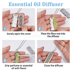 1 шт. сплав и нержавеющая сталь полый цветок прямоугольник диффузор медальон кулон кабель цепь ожерелья&nbsp;NJEW-FH0001-26