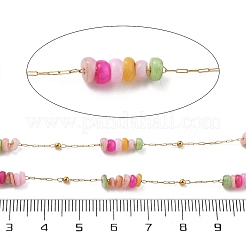 Cadenas de eslabones de cuentas ovaladas de acero inoxidable 304 y concha&nbsp;CHS-K021-09G-03