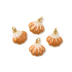 Подвески в форме ракушек из латуни с эмалью&nbsp;KK-H002-35G-RS