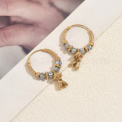 女性用ツイスト真鍮フープピアス  ゴールデン＆シルバー  31x20mm&nbsp;UG4037
