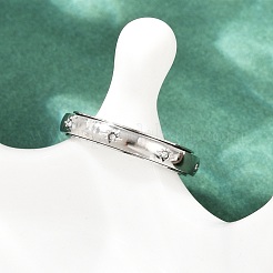 Вращающиеся кольца для пальцев из нержавеющей стали 304 со стразами&nbsp;LS-RJEW-A074-01C-P