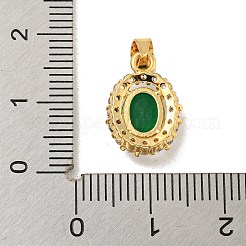 ラックメッキ真鍮マイクロパヴェキュービックジルコニアペンダント  長持ちメッキ  カドミウムフリー＆鉛フリー  オーバル  グリーン  14.7x10.5x5mm  穴：4.3x3.7mm&nbsp;KK-P277-20G-01