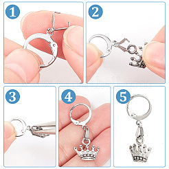 20 пара двухцветных серег с застежкой-молнией из нержавеющей стали 304 EJEW-AB00047