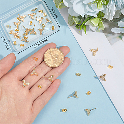 20 шт. фурнитура для сережек-гвоздиков в виде рыбьего хвоста русалки из латуни&nbsp;KK-BBC0014-41