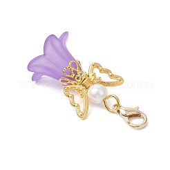 5個5色のガラスパールビーズとアクリルペンダントデコレーション  カニカン付き  天使  ゴールドカラー  41mm  1pc /カラー&nbsp;HJEW-JM03223-01