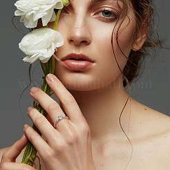 Серебряное кольцо на палец с 925 родиевым покрытием RJEW-C064-01C-P