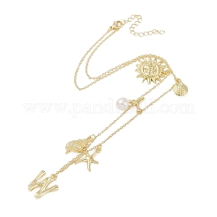 ボヘミアン サマー ビーチ スタイル 18K ゴールド メッキ シェル型 イニシャル ペンダント ネックレス&nbsp;IL8059-23