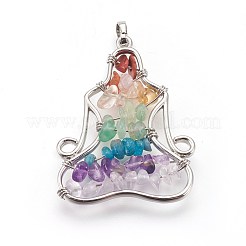 Colgantes de chakra de piedras preciosas mixtas naturales y sintéticas&nbsp;X-G-I212-01