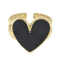 Ионное покрытие (ip) 304 нержавеющая сталь эмаль сердце манжеты кольца для пальцев RJEW-L107-072G-02