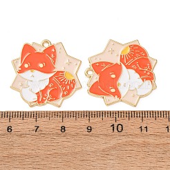 合金エナメルチャーム  動物のチャーム  ラックめっき  長持ちメッキ  ゴールドカラー  キツネのチャーム  30x28x1.5mm  穴：1.8mm&nbsp;AL-CBA7E34-01F-G