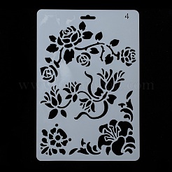 プラスチック再利用可能な描画絵画ステンシル テンプレート  DIY スクラップブック 壁 布 床 家具用  長方形  ホワイト  262x174x0.4mm&nbsp;DIY-F018-B04