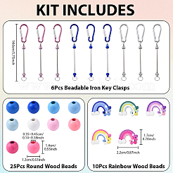 Наборы для самостоятельного изготовления круглых деревянных и алюминиевых брелоков в виде радуги&nbsp;DIY-YW0012-31