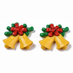 オペーク樹脂カボション  クリスマス鐘  ゴールド  24x25x7mm&nbsp;CRES-N021-116