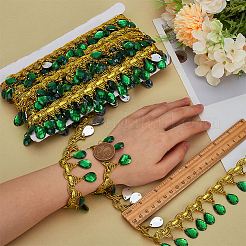 Кружевная лента из полиэстера с пластиковыми подвесками-кисточкой&nbsp;DIY-WH0656-11A