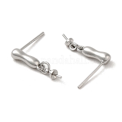 真鍮製スタッドピアスパーツ  925つのスターリングシルバーピン付き  片穴パーツ用  プラチナメッキ  18.5mm  ピン：12x0.8mmおよび0.6mm（片穴ビード用）&nbsp;KK-M270-27P